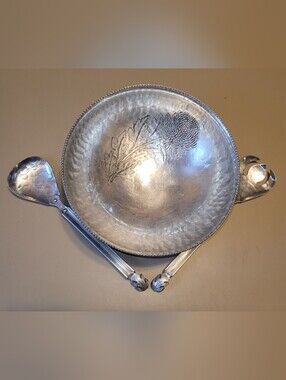 Continental - Hand Wrought, "Silverlook" Hand-Hammered Aluminum Bowl & Servers.